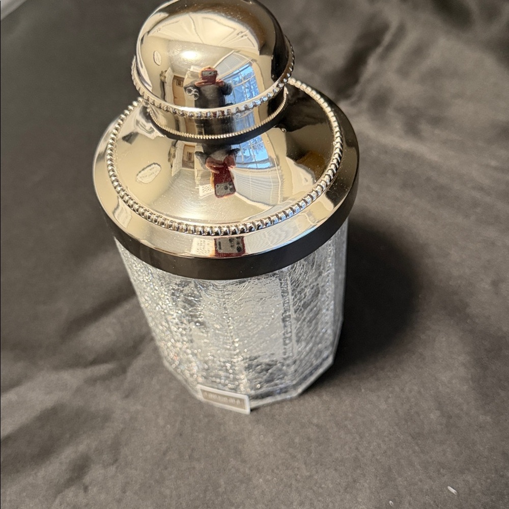 Vintage Croscill Saxony Collection Large Covered Crackle Glass Storage Jar NWT - Picture 3 of 7